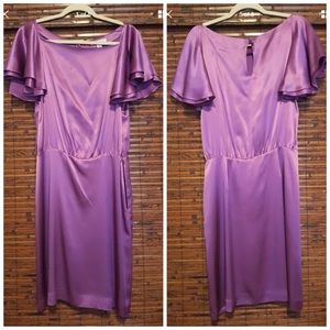 Banana republic purple midi dress flutter sleeves